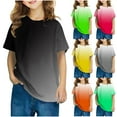 thumbnail image 1 of Summer Savings Agkizg Toddler Girls Summer Top, Short Sleeve T-shirt for Kids, Fashion Round Neck Gradient Colour Loose Top Breathable Casual Tees, 1 of 4