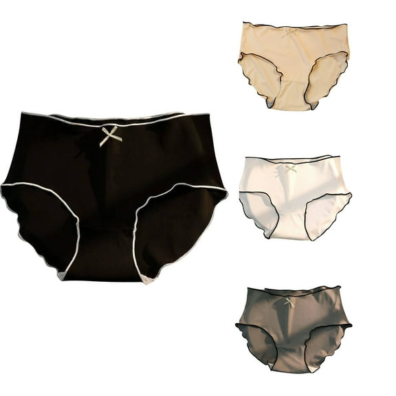 Ahuyic Girls Panties Girls Boys Underwear Mid-Large Aged Seamless Thin Briefs for Student Girls 8-12 Years Black