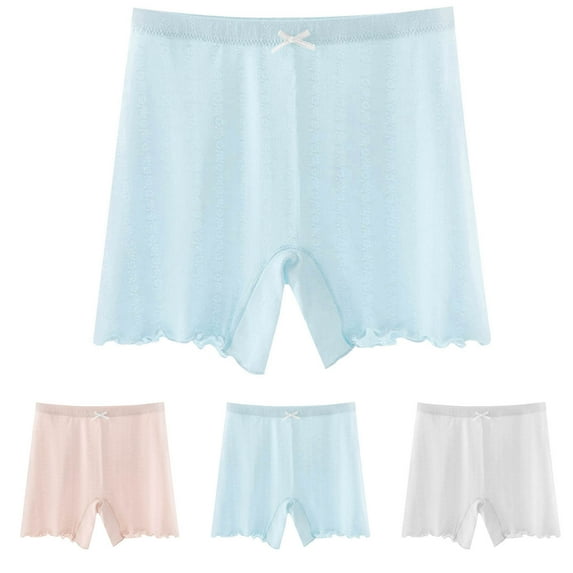 Ahuyic Girls Panties Toddler Kids Underwear 8-18 Years Solid Color Boxers Briefs Breathable for Teens 150 Light Blue