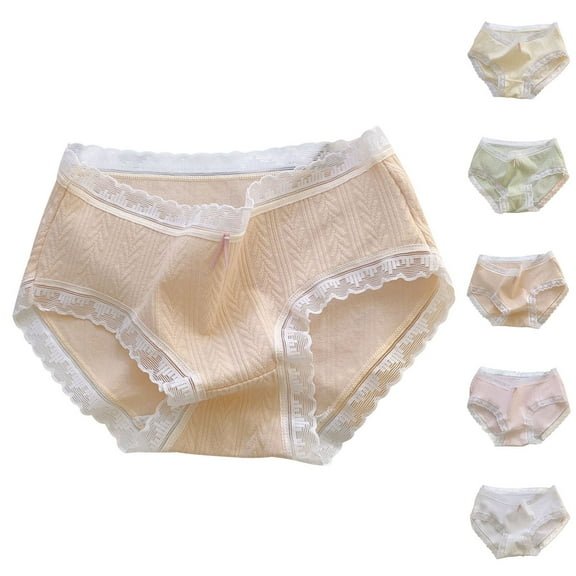 Ahuyic Girls Panties Toddler Kids Underwear 9-14 Years Breathable Mid Rise Breathable Briefs for Student Girls L Khaki