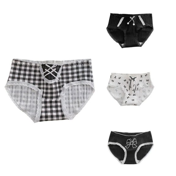 Ahuyic Girls Panties Toddler Kids Underwear 9-16 Years Breathable Mid Rise Breathable Briefs for Student Girls M Black
