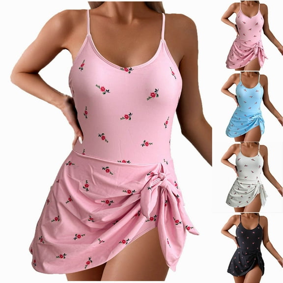 Summer Akafmk Plus Size Tankini Swimsuits for Women Fashion Floral Printed Swim Dress with Boyshorts Two Piece Bathing Suits Comfortable Athletic Swimwear,Sizes S-XL