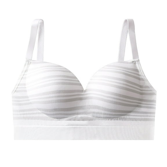 Summer Akafmk Plus Size Womens Bras,Push Up Bras for Women,Underwear for Girls Students Teenage Girls Striped Gathering Breathable Bra No Sensation Soft Support Bra White S