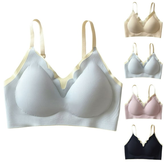 Summer Akafmk Plus Size Womens Bras,Push Up Bras for Women,Women's Comfortable And Comfortable Adjustable Gathering Breathable Bra Underwear Daily Bra Blue L