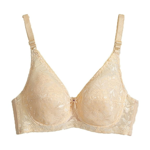 Summer Akafmk Plus Size Womens Bras,Push Up Bras for Women,Women's Soft Steel Bra Summer Lace Thin Breathable Adjustable Sagging No Sponge Plus Size Bra Beige L