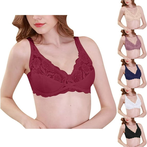 Summer Savings Akafmk Plus Size Womens Bras, Push Up Bras for Women, Woman's Printing Gathered Together Large Size Daily Bra Underwear No Rims Red