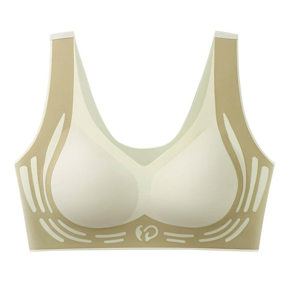 Summer Akafmk Plus Size Womens Bras,Sports Bras for Women,Woman's Printing No Buckle Ventilate Sport Bras Without Steel Rim Beige XXL