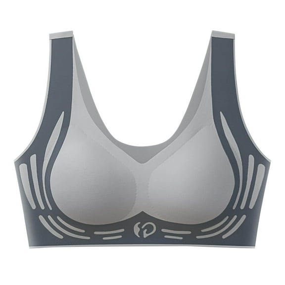 Summer Akafmk Plus Size Womens Bras,Sports Bras for Women,Woman's Printing No Buckle Ventilate Sport Bras Without Steel Rim Gray XL
