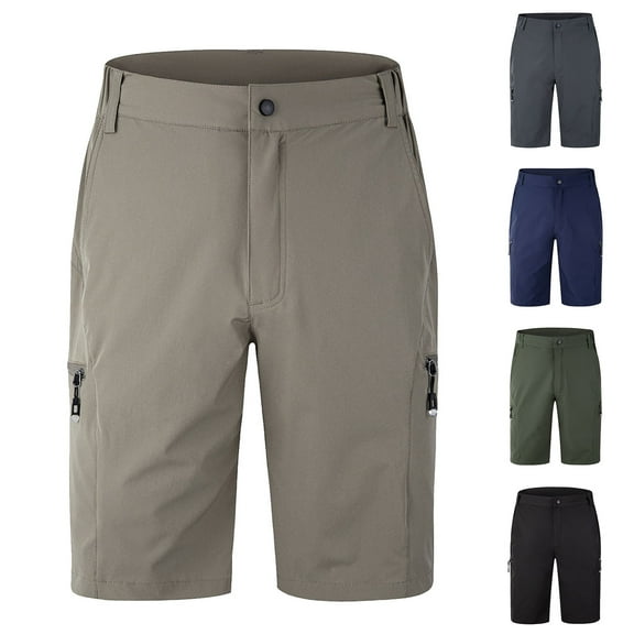 Summer Akafmk Summer Mens Cargo Shorts,Plus Size Mens Casual Shorts,Men Solid Color Casual Fashion Stretch Exercise Riding Pants Pockets Fifth Pants