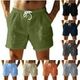 thumbnail image 1 of Summer Akafmk Summer Mens Cotton Linen Shorts,Plus Size Mens Casual Shorts,Men's Shorts Beach Short Pocket Drawstring Elastic Waist Solid Breathable Yoga Daily Fashion Classic Style Pant, 1 of 5