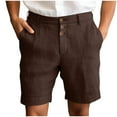 thumbnail image 1 of Summer Akafmk Summer Mens Cotton Linen Shorts,Plus Size Mens Casual Shorts,Men's Suit Shorts Pants Solid Color Button Zipper Casual Beach Shorts Summer Shorts, 1 of 5