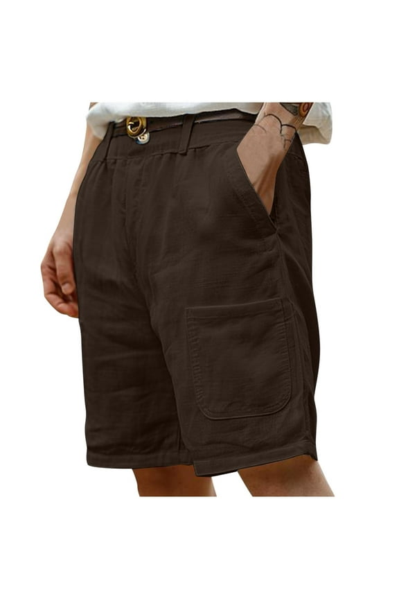 Summer Akafmk Summer Mens Cotton Linen Shorts,Plus Size Mens Casual Shorts,Men's Suit Shorts Pants Solid Color Button Zipper Casual Beach Shorts Summer Shorts