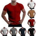 thumbnail image 1 of Summer Savings Akafmk Summer Mens T-Shirts, Mens Workout Shirts, Men Casual Fashion Solid Breathable High Elastic Pullover Short Sleeve Round Neck Shirt, 1 of 4