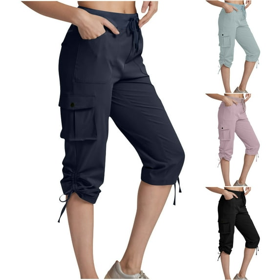 Summer Akafmk Summer Womens Shorts,Plus Size Women Cargo Shorts,Cargo Sweatpants for Women Casual Baggy Cargo Pants Drawstring Comfy Athletic Joggers Pants with Pockets