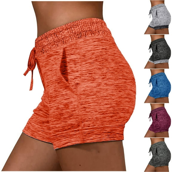 Summer Akafmk Summer Womens Shorts,Plus Size Women Casual Shorts,Spring Summer Solid Color Pockets Yoga Drawstring Outwear Sports Shorts for Women
