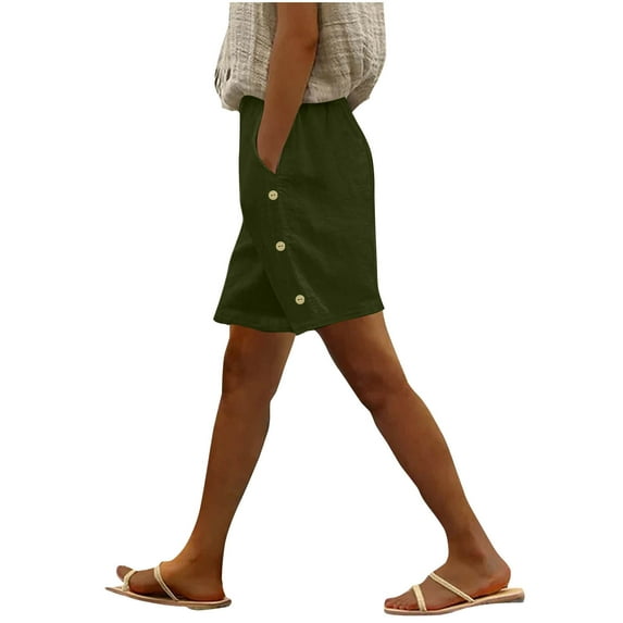 Summer Akafmk Summer Womens Shorts,Plus Size Women Cotton Linen Shorts,Women's Loose Solid Color Shorts Thin Casual Shorts Sports Wearable Shorts Elastic Waist