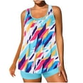 thumbnail image 1 of Summer Savings Akafmk Tankini Swimsuits for Women Loose Fitting Floral Printed Swim Tops with High Waisted Boyshorts Two Piece Bathing Suits Comfortable Athletic Swimwear, Sizes S-5XL, 1 of 5