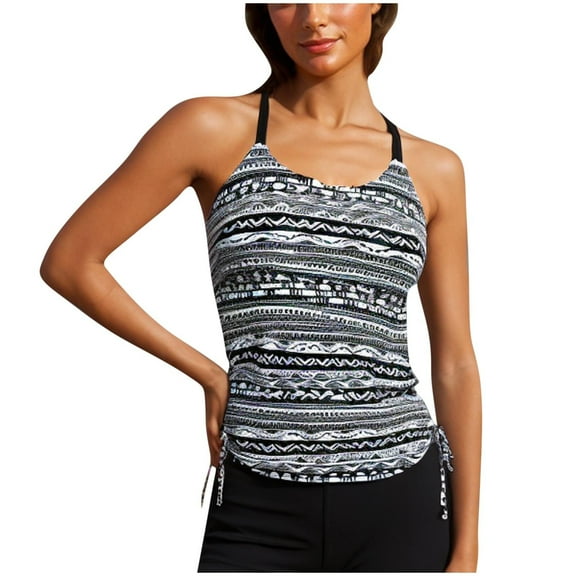 Summer Akafmk Tankini Swimsuits for Women Loose Fitting Solid Color Swim Tops with High Waisted Boyshorts Two Piece Bathing Suits Comfortable Athletic Swimwear,Sizes S-2XL