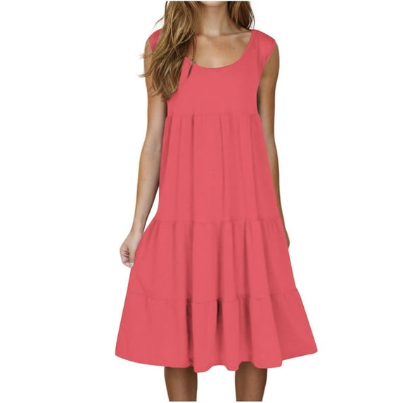 Summer Akafmk Women Maternity Dress,Plus Size Womens Casual Dresses,Womens Fashion Holiday Summer Solid Color Sleeveless Party Beach Dress Loose Fitting Flowy Sundress Beach Dress