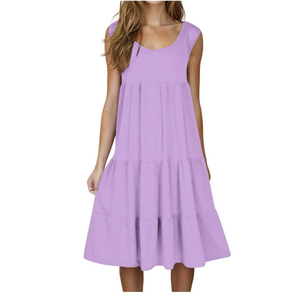 Summer Akafmk Women Maternity Dress,Plus Size Womens Casual Dresses,Womens Fashion Holiday Summer Solid Color Sleeveless Party Beach Dress Loose Fitting Flowy Sundress Beach Dress