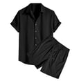 thumbnail image 1 of Aofany Mens Short Sleeve Casual Shirt And Shorts Sets Button Up Two Piece Holiday Beach Outfit, 1 of 3