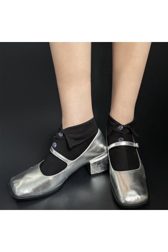 Shirt Collar Button Socks Trendy Lapel Shirt Collar Ankle Socks Button Turn Down Cuff Calf Socks Soft Cotton Socks