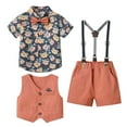 thumbnail image 1 of Summer Summer Suit for Children Boys Short Sleeve Printing Shirts&Strap Shorts&Vest Three-piece Set,Photography Performance Set Baby Suit Summer Casual Clothes Sets, 1 of 9