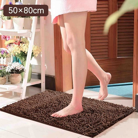 Summer Savings, Bathroom Rugs Kingtowag Walmart Deals, Brown Chenille Living Room Bathroom Absorbent Floor Mat 30×50Cm, 1Pc Bathroom Mat, Bath Mat