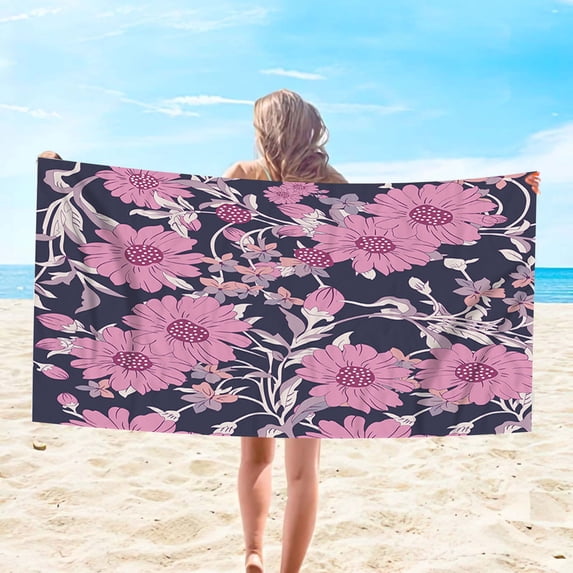 Summer Savings Boovnll 30x59" Beach Towels, High Absorbent Quick Dry Sand Free Microfiber Lightweight Beach Towel for Beach, Yoga, Gym, Travel, Pool, Beach Accessories, Beach Towels Oversized