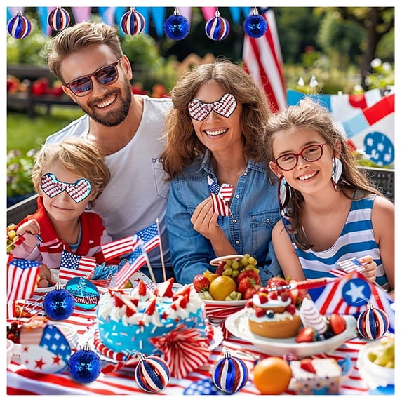 Summer Savings! Boovnll 9Pcs 4th of July Tree Decorations, 2.4" Red White Blue Balls Memorial Day Ornaments, 4th of July Ornaments for Patriotic Party Hanging Decor, 4th of July Decorations