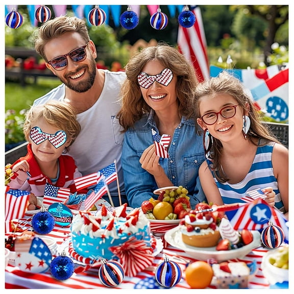 Summer Savings! Boovnll 9Pcs 4th of July Tree Decorations, 2.4" Red White Blue Balls Memorial Day Ornaments, 4th of July Ornaments for Patriotic Party Hanging Decor, 4th of July Decorations