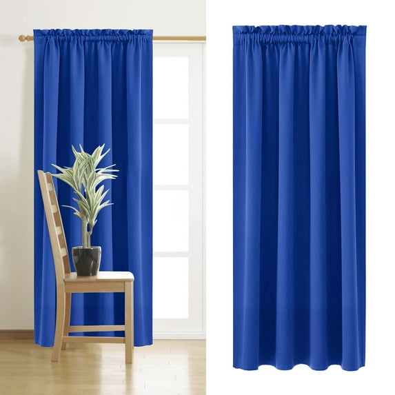 Summer Savings! Boovnll Blackout Curtains, Fashion Solid Color Thermal Insulated Full Light Blocking Curtains for Living Room, Bedroom, Nursery, Curtains, 42" W x 54" L (1 Panels, Blue)