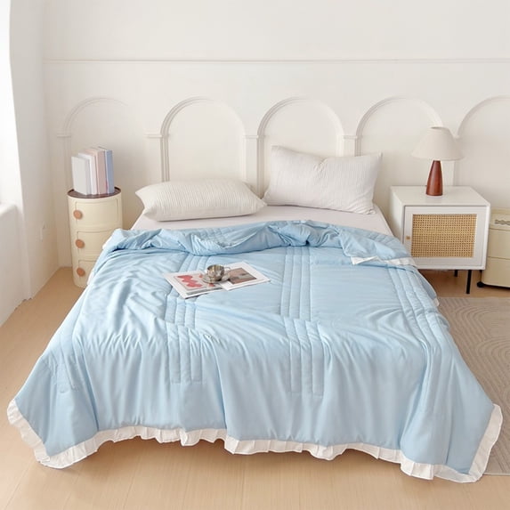 Summer Savings! Boovnll Summer Blanket, 60x80" Cold Touch Fabric Lightweight Breathable Soft Fluffy Rest Summer Comforter for Hot Sleepers & Night Sweats for Adults, Children, Comforter