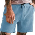 thumbnail image 1 of Summer Savings Cargo Shorts for Men, Men's Solid Color Casual Drawstring Closed Elastic Waist With Pockets Shorts 3XL, Sky Blue, 1 of 6