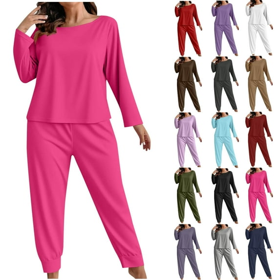 Summer Savings Casual Outfits for Women Fashion Round Neck Short Sleeve Pants Casual Suit 2 Piece Set