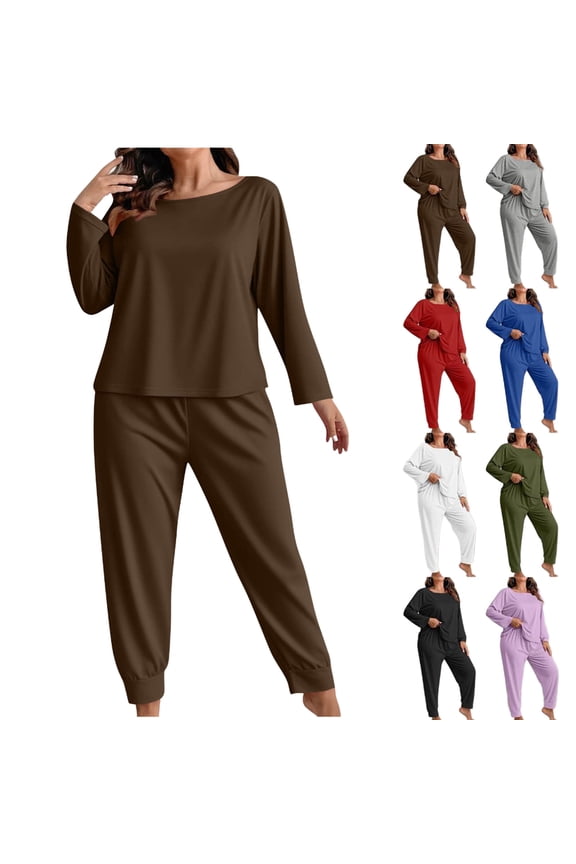 Outfits for Women 2 Piece Sweatsuits Plus Size Cotton Comfy Lounge Sets Long Sleeve Tops and Fashion Tracksuit