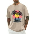 thumbnail image 1 of Chiccall Mens Plus Size T Shirts Summer Beach Short Sleeve Crew Neck Casual Tropical Graphic Tees Tops Khaki ③, 1 of 5