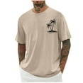 thumbnail image 1 of Chiccall Mens Plus Size T Shirts Summer Beach Short Sleeve Crew Neck Casual Tropical Graphic Tees Tops Khaki ①, 1 of 5