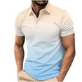 thumbnail image 1 of Chiccall Mens Shirts Gradient Button Summer Casual Short Sleeve V Neck Tops Blouse White ①, 1 of 5
