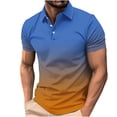thumbnail image 1 of Chiccall Mens Summer Gradient Button Shirts Fashion Casual Short Sleeve V Neck Blouse Tops Multicolor ⑦, 1 of 5