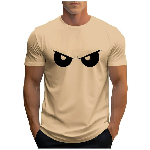 Chiccall Mens T Shirts Casual Fashion Short Sleeve Crew Neck Graphic Summer Tees Khaki