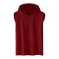 thumbnail image 1 of Summer Savings!Chiccall Sleeveless Hooded Tank Tops for Men Plus Size Solid Summer Gym Workout Shirts with Drawstring Wine, 1 of 5