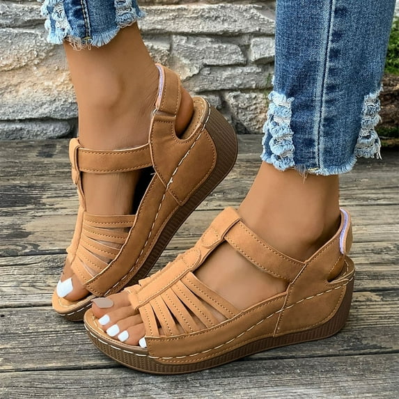Clear Sandals for Women Fashion Casual Summer Fish Mouth Roman Thick Bottom Wedge Heels Sandals