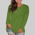 thumbnail image 1 of Sawvnm Women's Fashion Round Neck Solid Loose Long Sleeve T-shirt Pullover Tops Cute Tops for Women Army Green 2 XL, 1 of 7