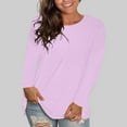 thumbnail image 1 of Sawvnm Women's Fashion Round Neck Solid Loose Long Sleeve T-shirt Pullover Tops Tops for Women Trendy Purple 2 L, 1 of 7
