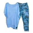 thumbnail image 1 of Summer Savings Clearance 2 Piece Xihbxyly Linen Set for Women, Women Summer Outfits Women's Capri Pajama Sets Plus Size Sleepwear Top with Capri Pants 2 Piece Sleep Set, 1 of 4
