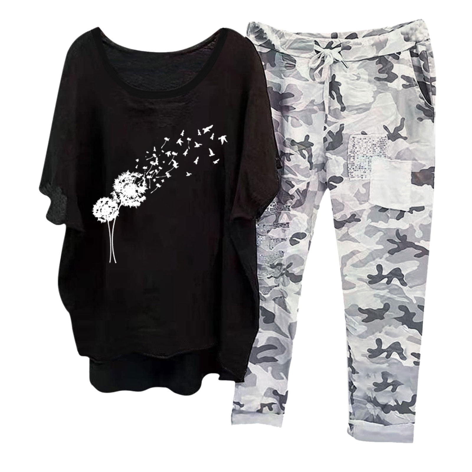 Women's Pajama Set With Pockets | Short Sleeve Top & Capri Pants, Rayon Lounge Set