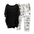 thumbnail image 1 of Xihbxyly Linen Set for Women, Women Summer Outfits Women's Capri Pajama Sets Plus Size Sleepwear Top with Capri Pants 2 Piece Sleep Set, 1 of 4