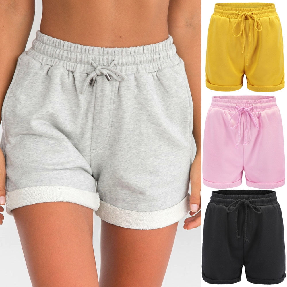 Savings Clearance Womens Shorts, Womens Shorts Summer Elastic Waist Casual  Lightweight with Pockets Summer Athletic Shorts Running Track Shorts Pink