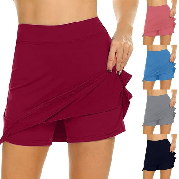 Summer Savings Clearance 2022! BEFOKA Women's Active Performance Skort Lightweight Skirt for Running Tennis Golf Sport Red M